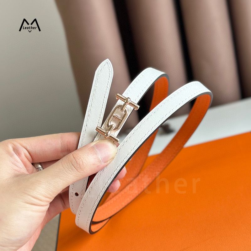 6# Rose Gold Bluckle White Orange Belt