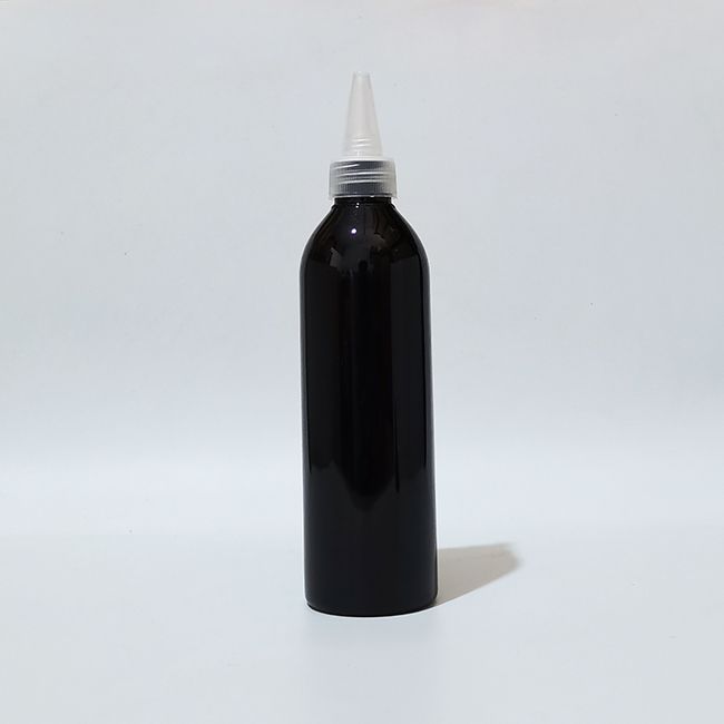 Plastique transparent de bouteille noire de 250 ml