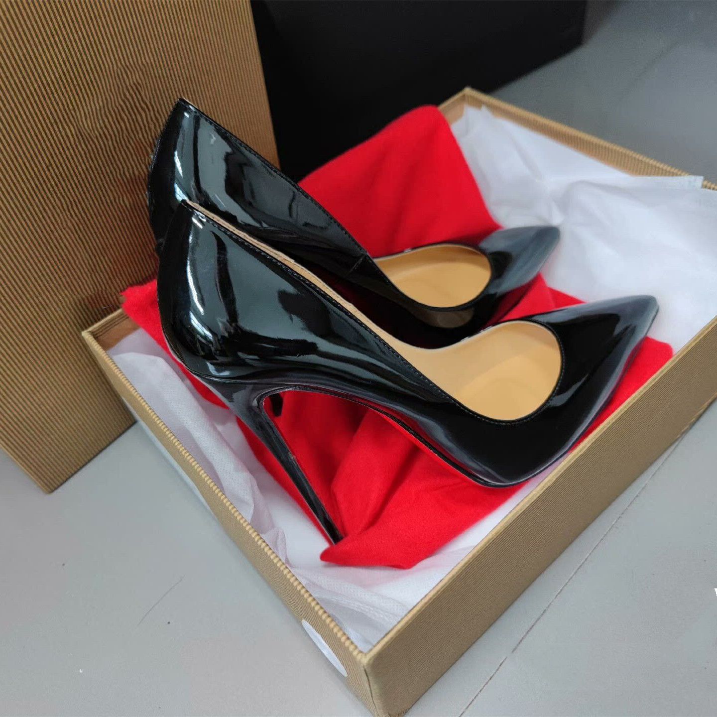 Luxury Brands Women Red Bottom Heels Black