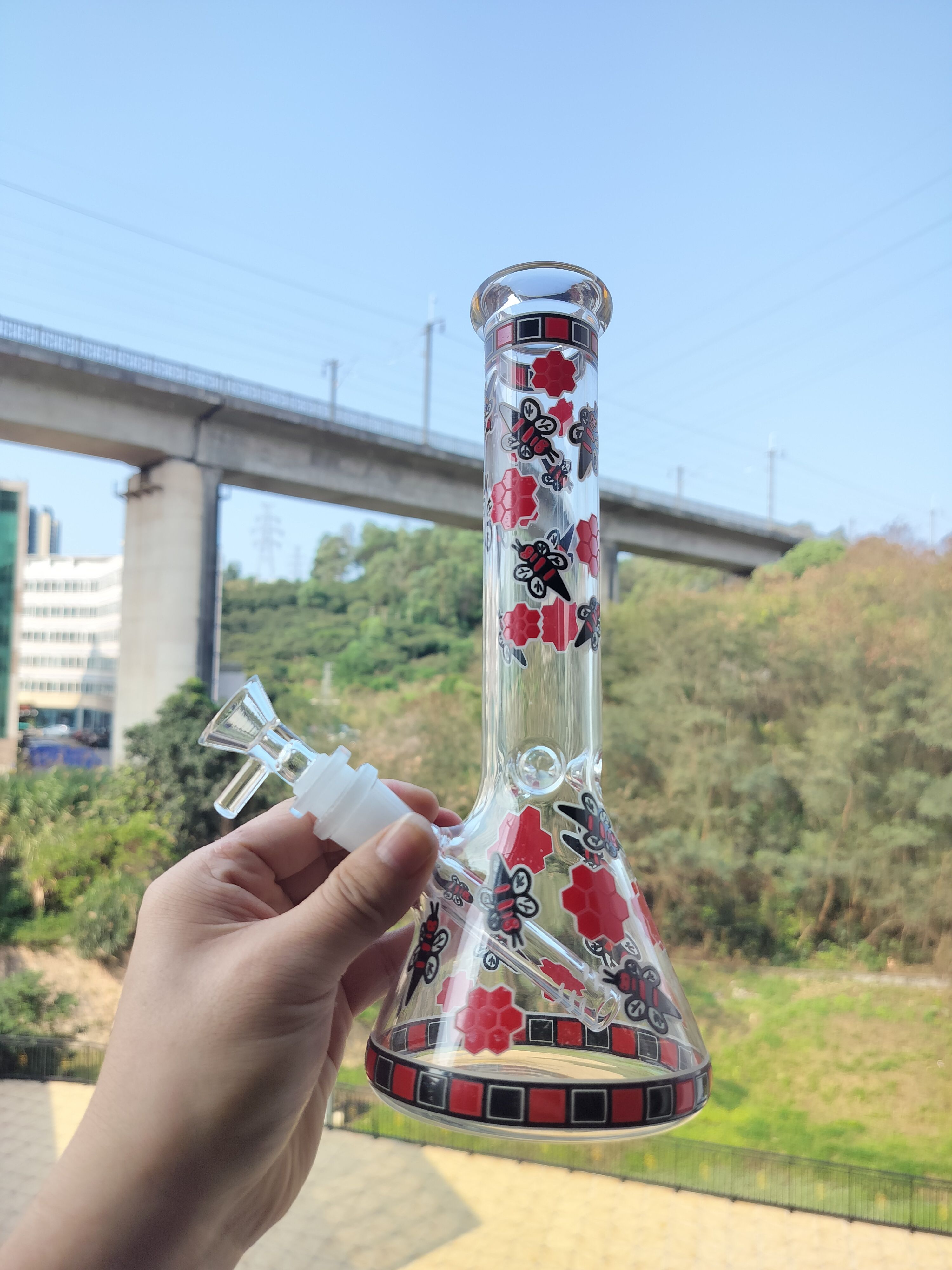 red glass bong