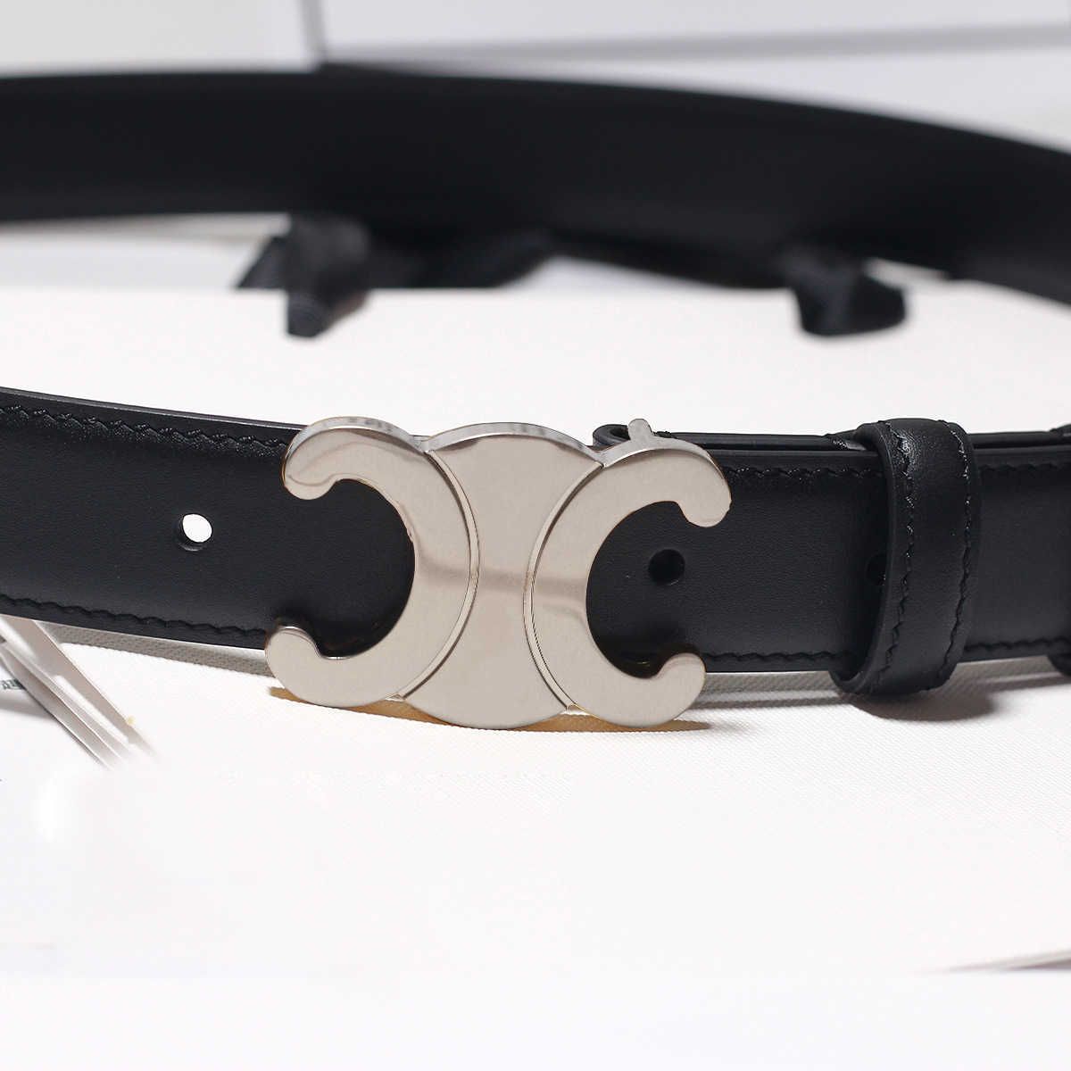 2.5cm Black with Silver Buckle