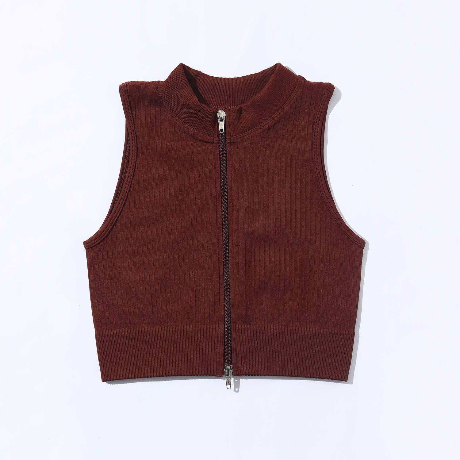 Coffee zippered vest