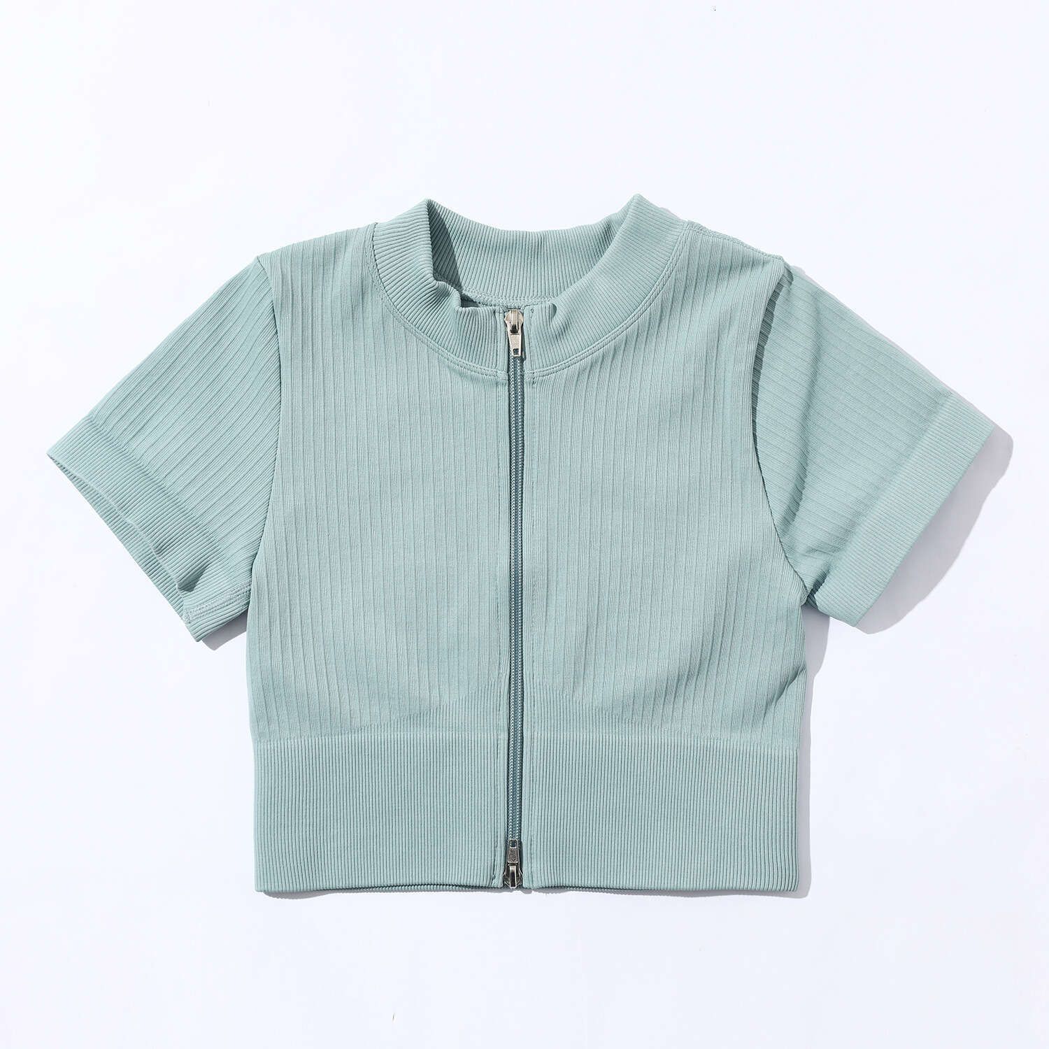 Grey blue zippered short sleeves