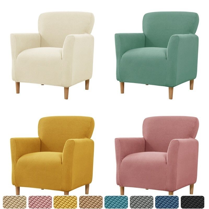 Capa de cadeira de clube, capa de cadeira de sofá elástica com fundo  elástico, tecido de poliéster jacquard de duas cores protetor de cadeira de  sofá