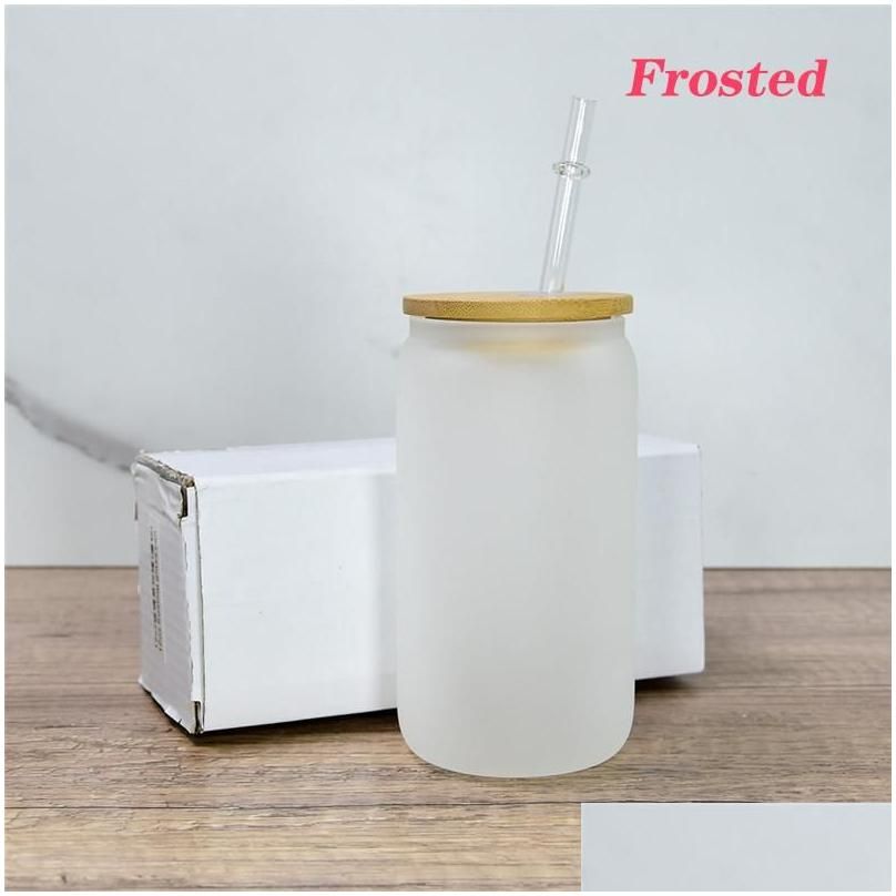 Frosted With Lid And Straw