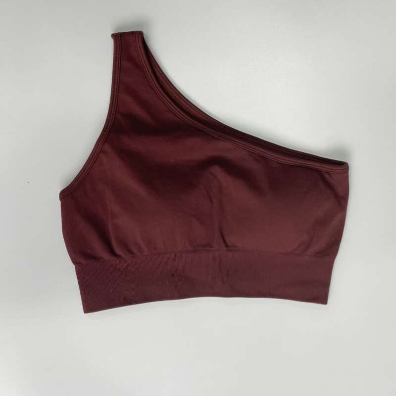 Oblique Shoulder Bra - Coffee