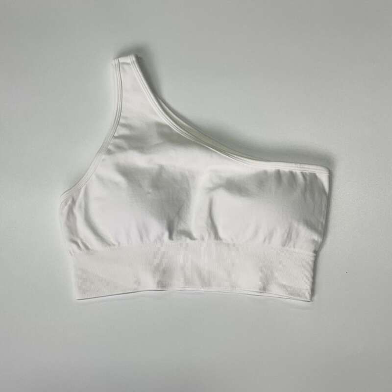 Oblique Shoulder Bra - White