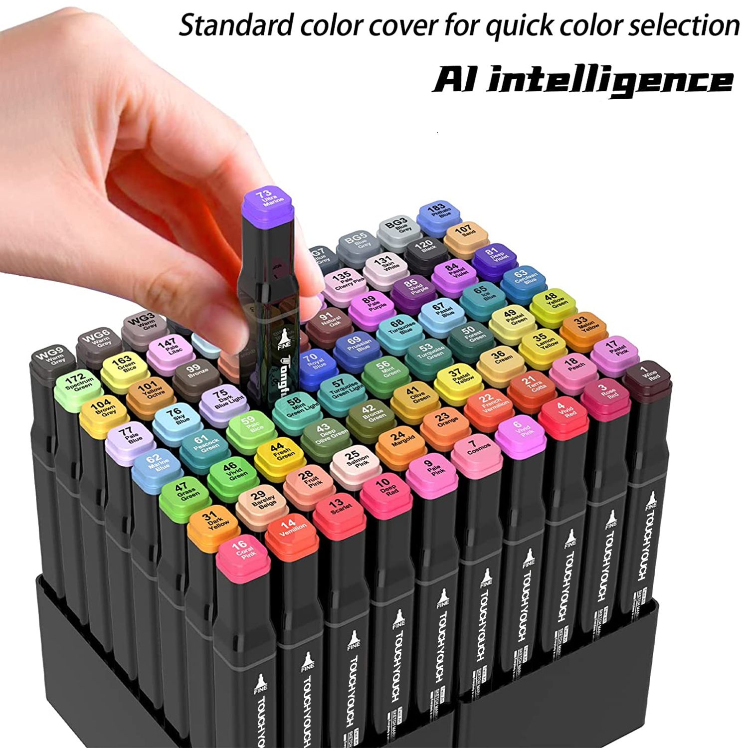 Wholesale 101 Colors Alcohol Brush Markers, Caliart Brush & Chisel