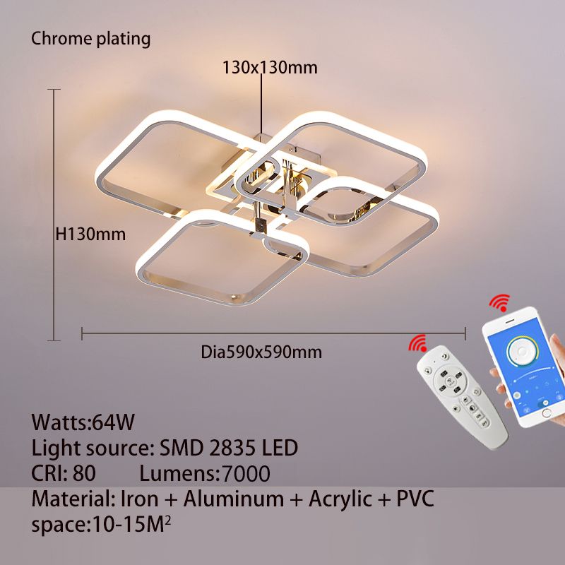590x590mm Chrome Dimmable RC With APP