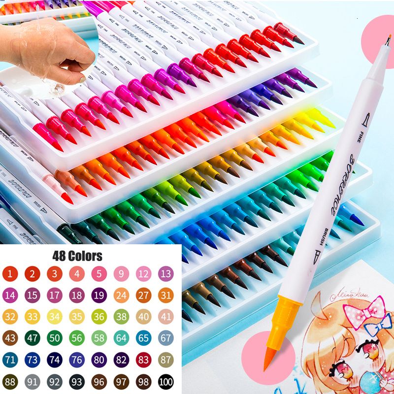 Colored Marker Pens Set Manga Drawing Sketch Art Supplies Stationery  Lettering