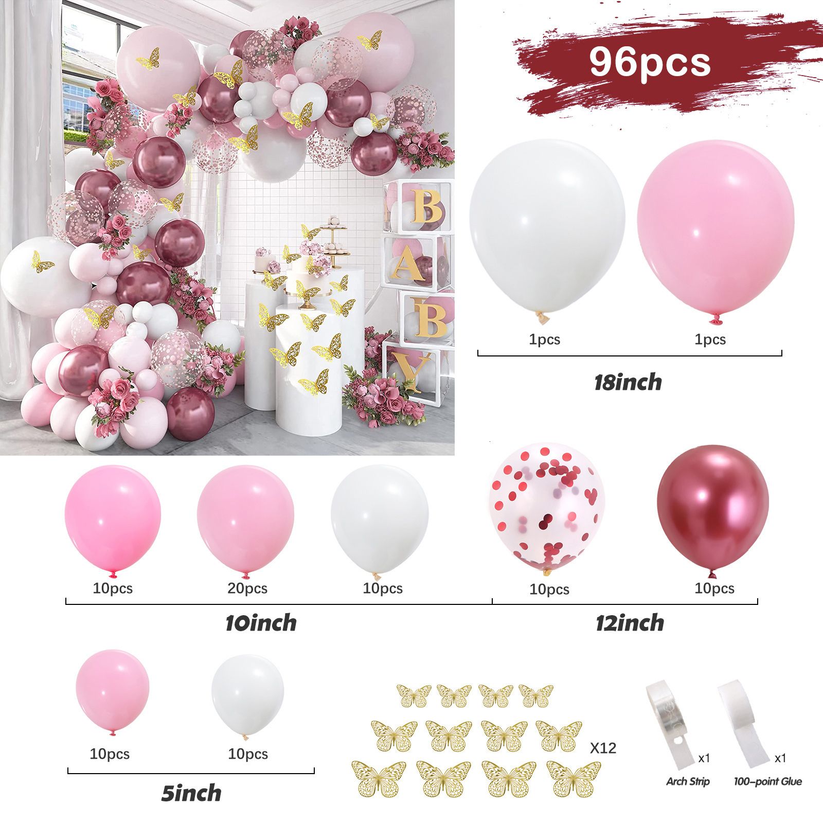 Стиль 8 - 96pcs -balloon Garland Arch