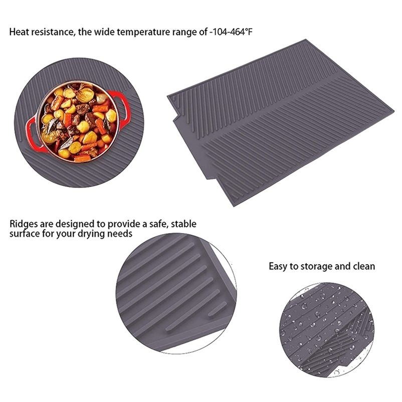 Tapis de séchage de vaisselle en silicone écologique, antidérapant et  résistant à la chaleur