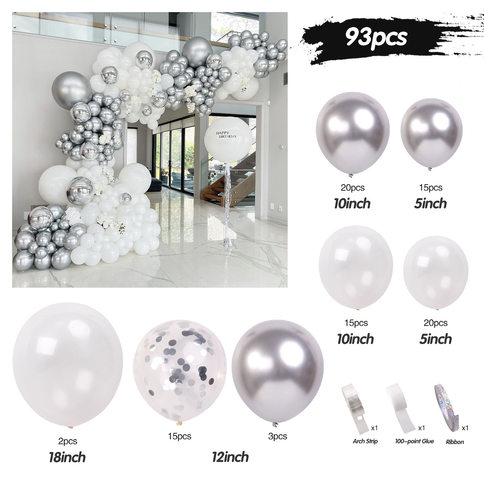 Стиль 4 - 93pcs -balloon Garland Arck