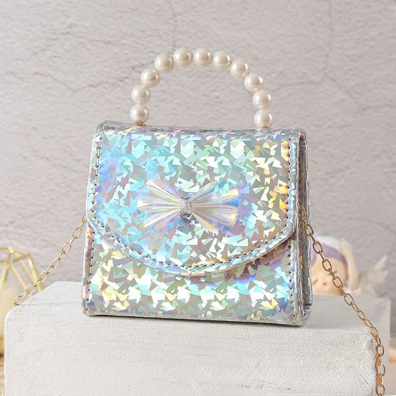 Cute Kid's Tulip Pattern Laser Holographic Mini Crossbody Camera Bag With  Zipper Opening