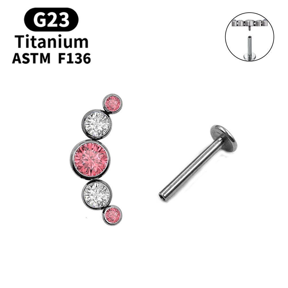 No.8 Pink Gem-Titanium Bar 1.2x6mm