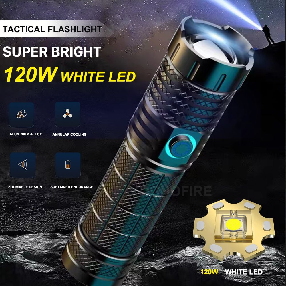 Ultra puissant Led Lampe de poche usb rechargeable lampe de poche, grande luminosité  haute longue portée, pour l'urgence de camping domestique