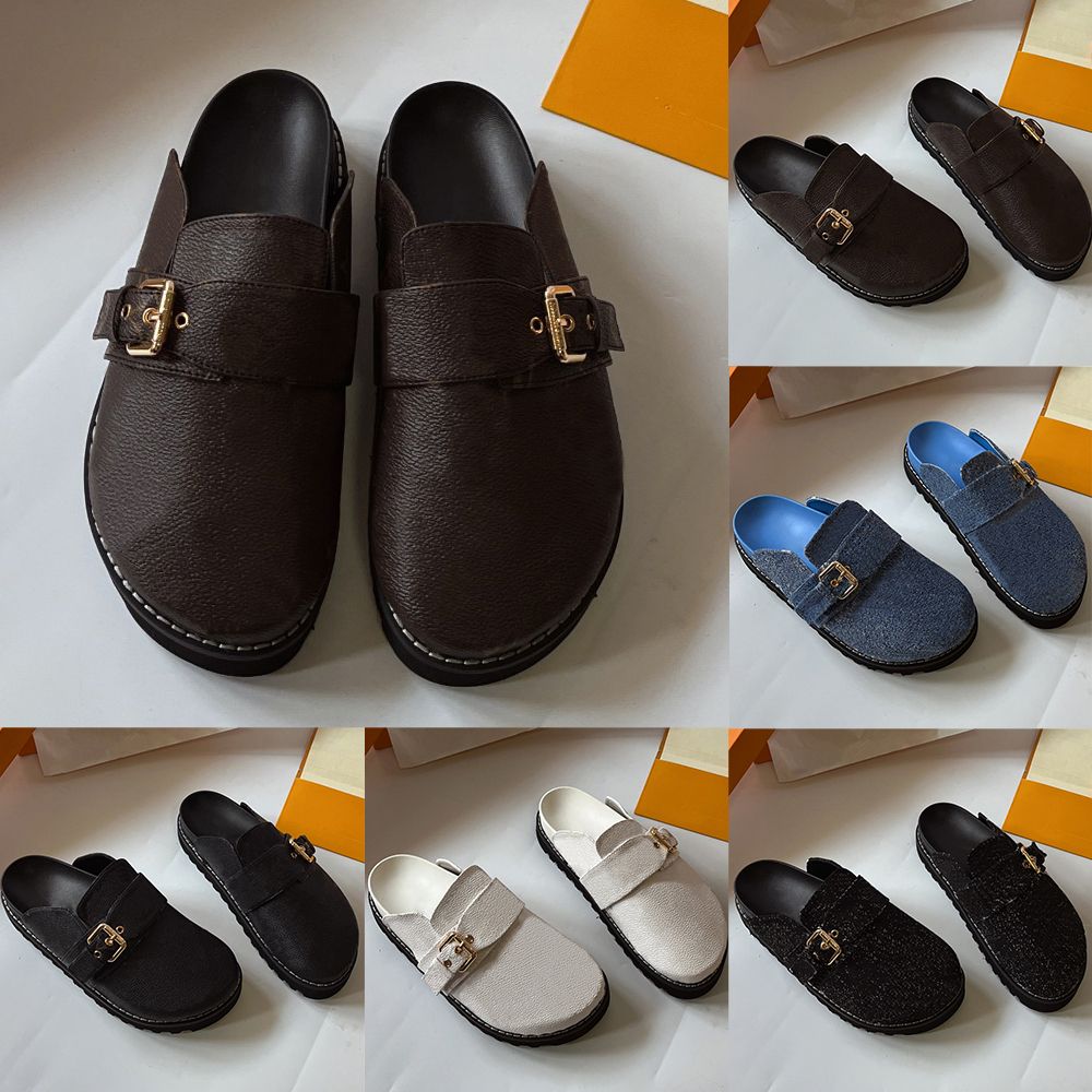 New Slippers Cosy Flat Comfort Clog Mule Slides Brown White Leather Blue  Black Grey Denim Designer Slipper Womens Summer Beach Slide Sandals Luxury  Flat Sandal From Norther, $19.97