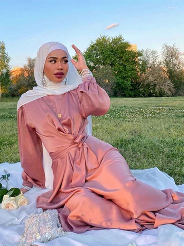 Ethnic Clothing Ramadan Eid Mubarak Satin Abaya Dubai Turkey Islam