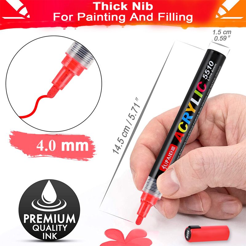 Jupai Acrylic Pen Hand-painted Ceramic Glass Fabric Graffiti Waterproof  60-color Water-based Acrylic Marker Set