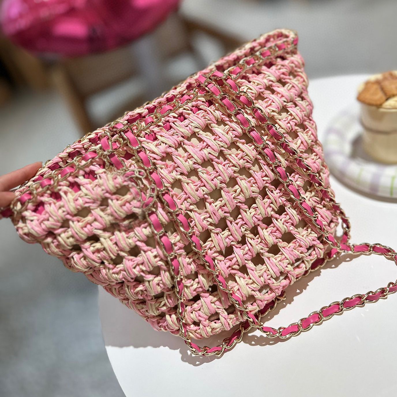 Beach Straw Bag Denim Bags Bucket Bag Chains Vacation 2023 Luxury