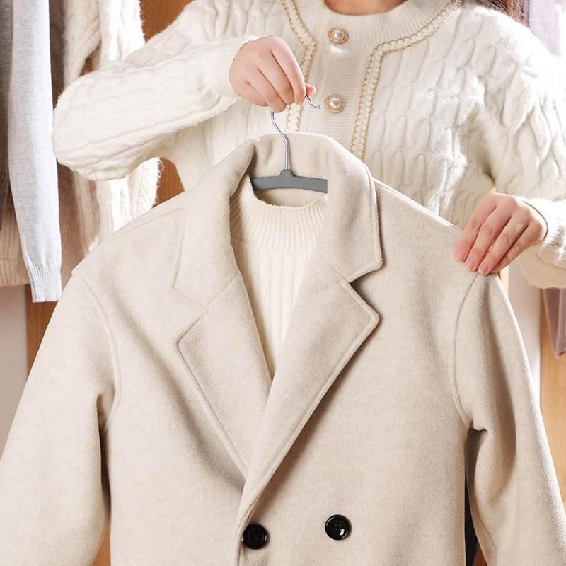 Cintres 10 pièces grand cintre pour veste velours antidérapant  porte-manteau pas d'épaule bosse costume humide sec chambre placard  organisateur