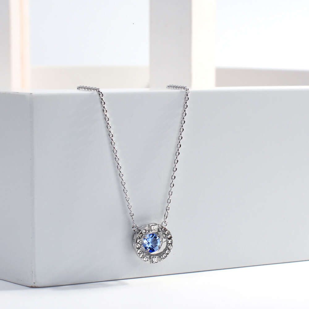 slimme ketting platina blauwe diamant