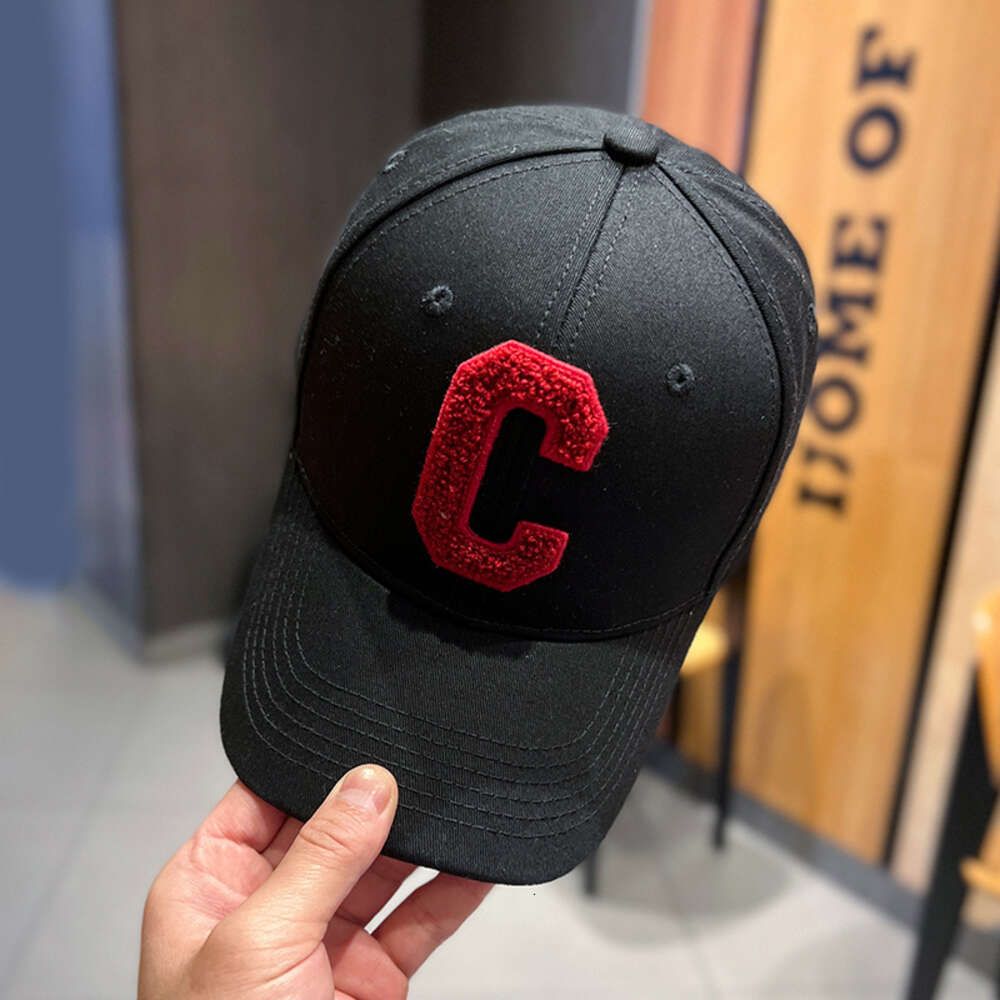 black/red large c-letter baseball hat