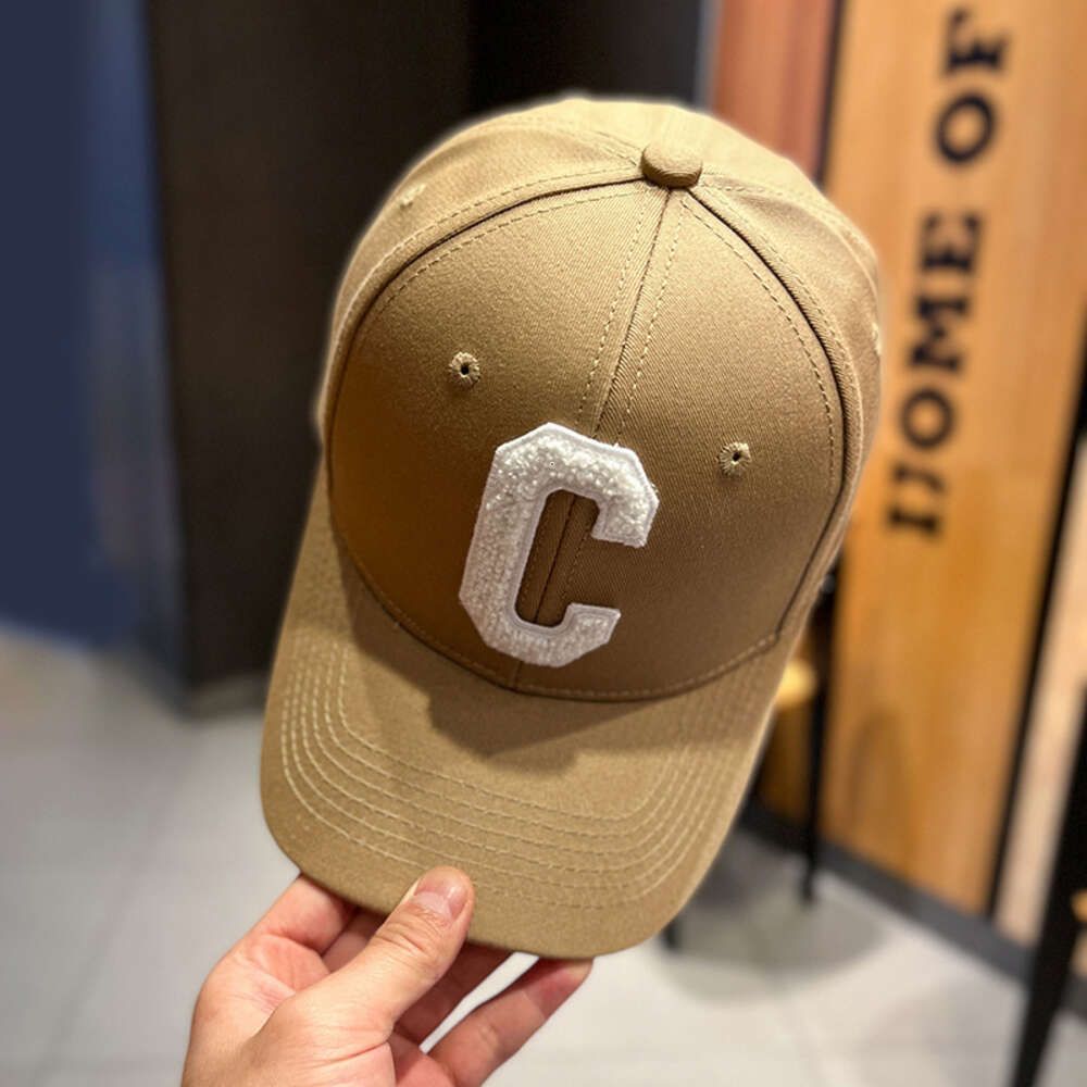 khaki/white large c-letter baseball hat