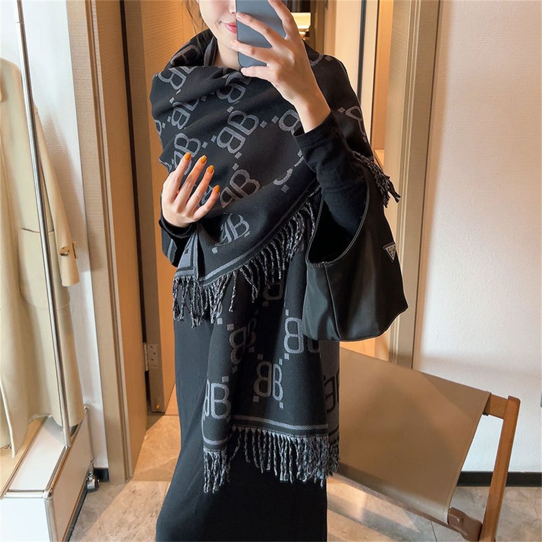 Luxury Brand Winter Women Scarf B Letter Print Shawl Wrap Double