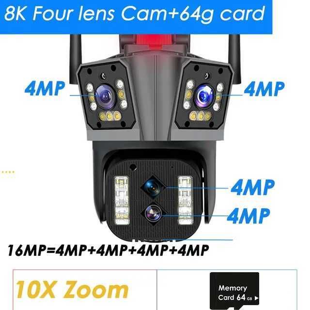 8K Kamera Ekle 64G-EU Plug-10x Zoom
