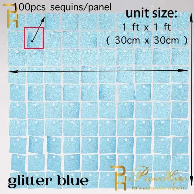 Glitzer Babyblau – 30 x 30 cm – 1 x 1 Fuß