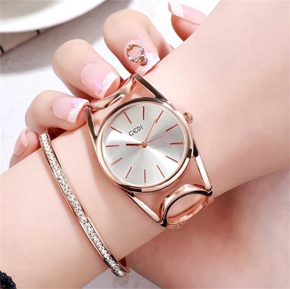 Luxury GEDI Brand Rose Gold Plated Bracelet Watches Women Ladies