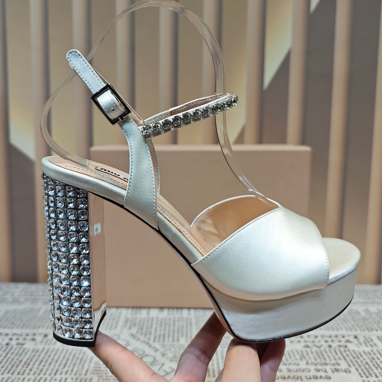 White+Rhinestone heel