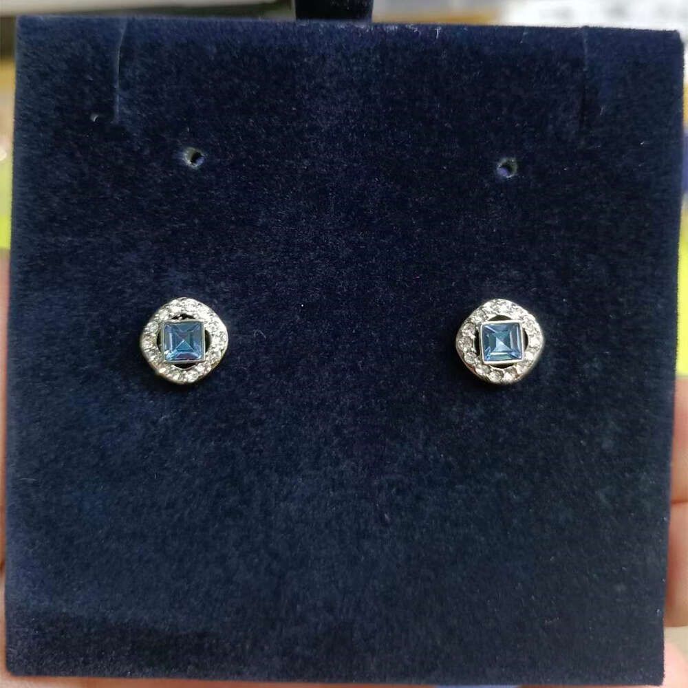 pendientes de diamantes azules platino 1:1