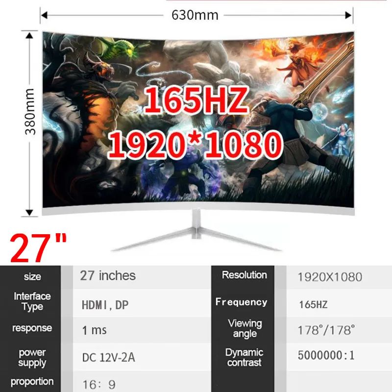 Biały 165Hz 27 cali