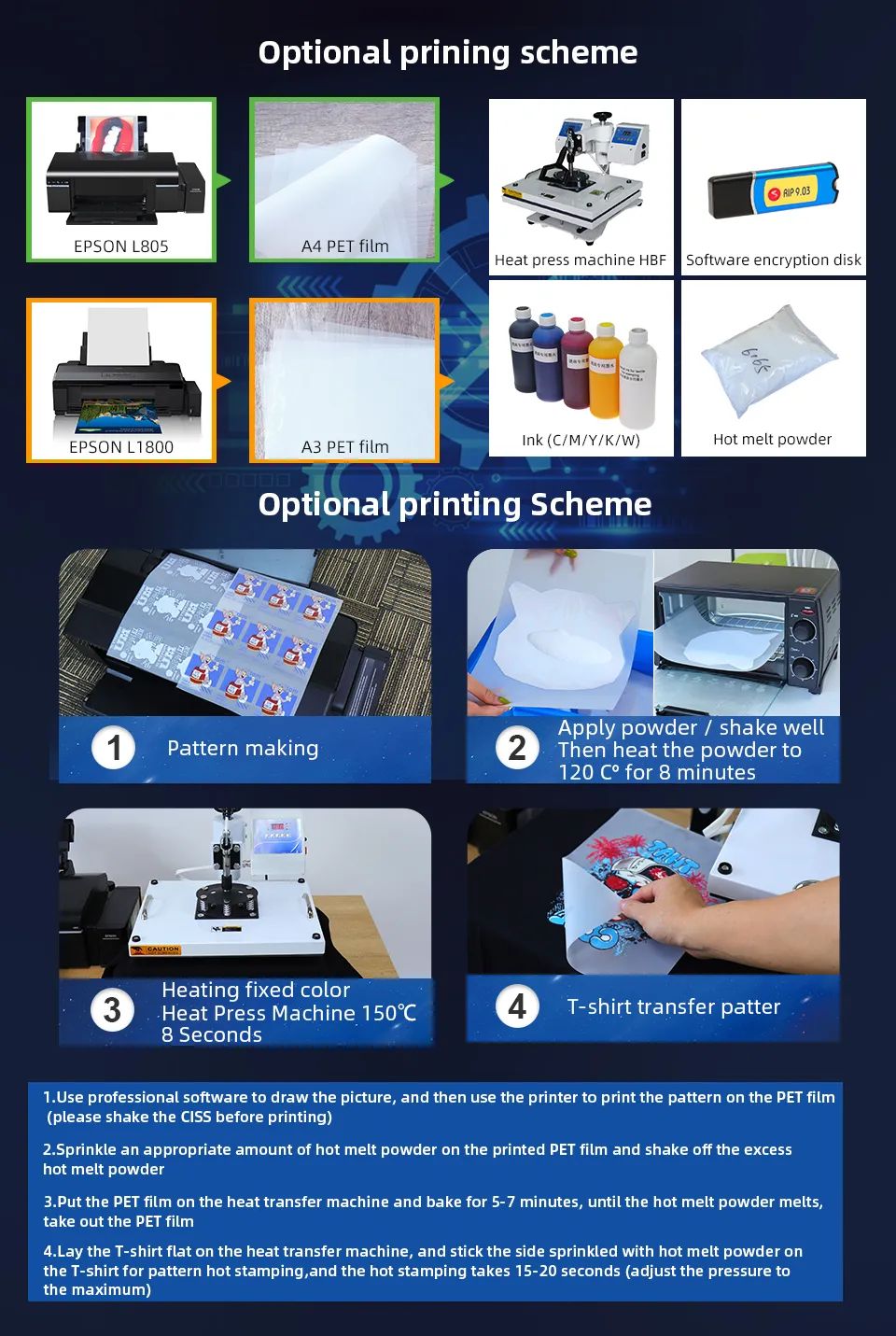 DTF A3 Printer DTF Transfer Printer Directly to Film For Epson