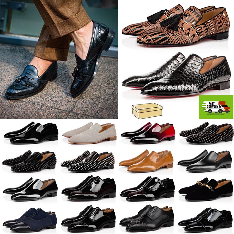 Red Bottoms Mens Designer Dress Shoes Pointed Toe Black Suede Patent  Leather Rivets Glitter Loafers Men Fashion Luxury Sneakers Party Leather  Wedding Shoe From Niksneakers, $25.37