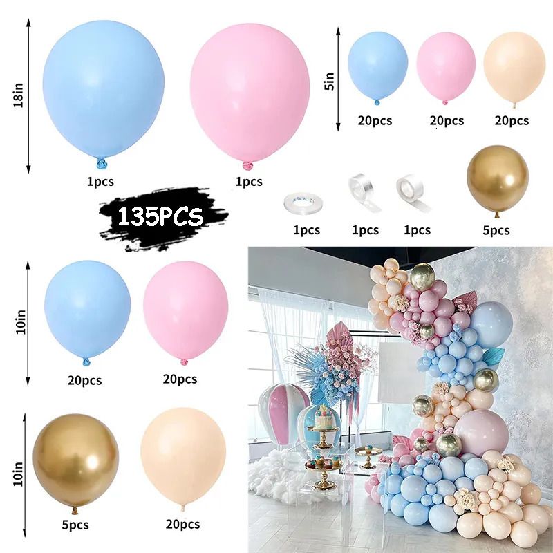 135pcs Pink Blue-as Pictures-Round Oval