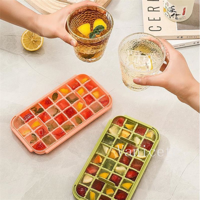 Ice Bucket Silicone Ice Cubes Trays With Lid One-button Press Round Ice  Ball Molds Large Box Cooler Gadgets Kitchen Accessories