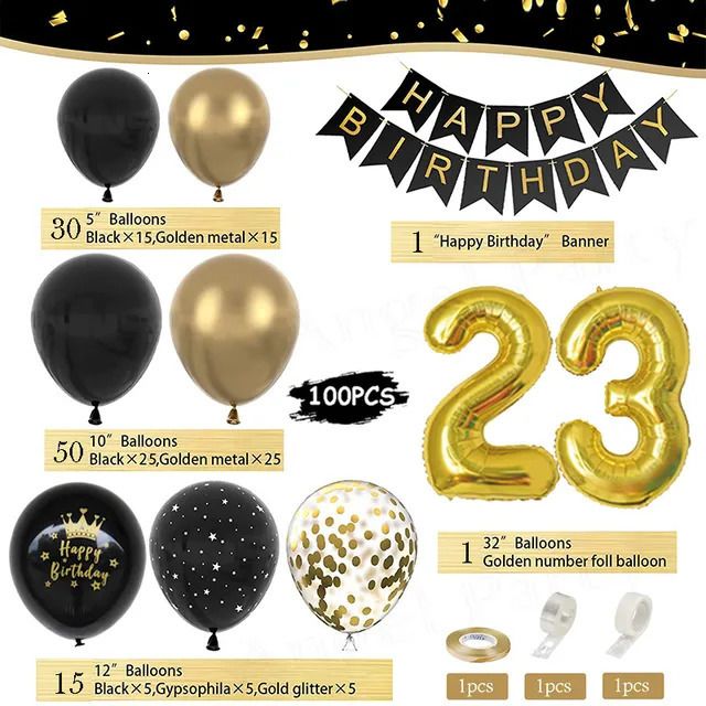 23e Black Gold Set-As Picture-Round