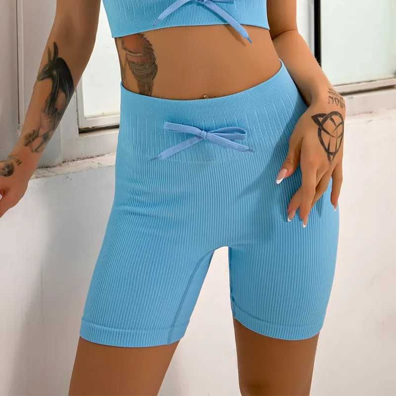 blue yoga shorts