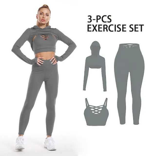 gray yoga set-3pc