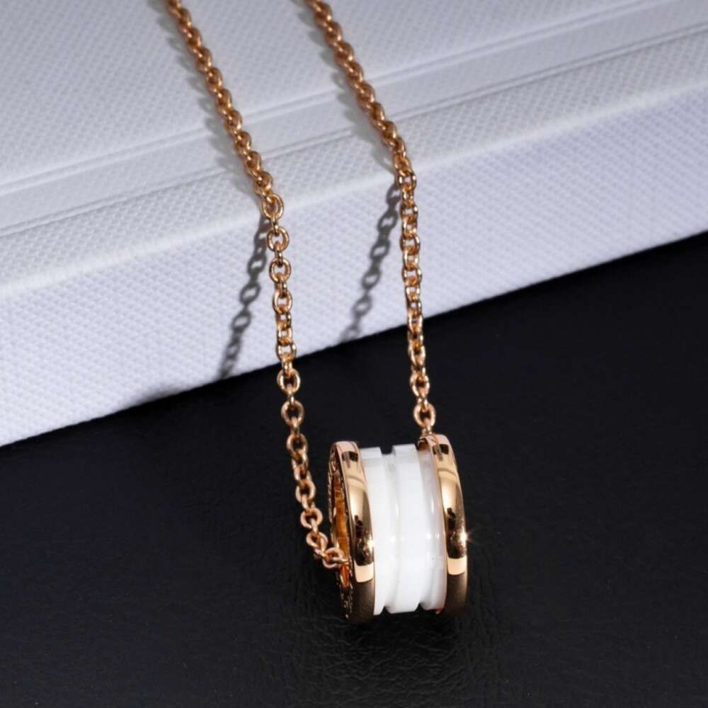 Rose Gold White Ceramic Necklace