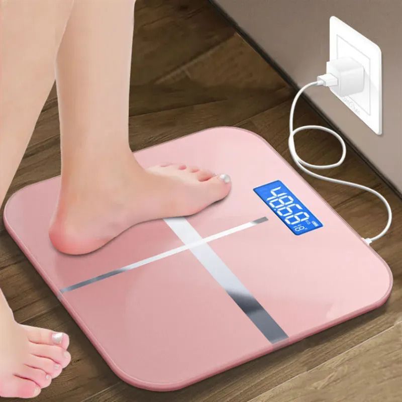 396lbs /180kg Digital Body Weight Scale LCD Bathroom Scales Tempered Glass  Pink