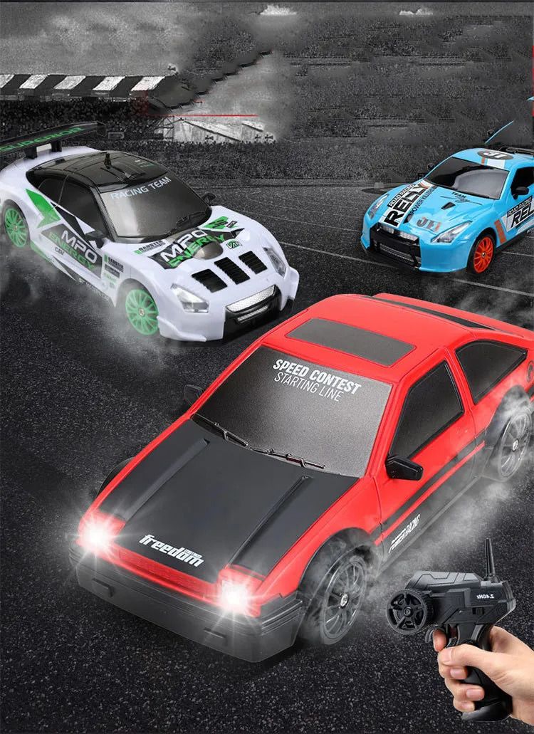 Mini Rc Vehicle Racing 4 Way Drift Car 1:64 Bolso pode tamanho brinquedo de controle remoto para interior ao ar livre 3 + crianças vermelhas