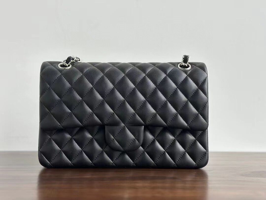 4#buckke black lambskin silver