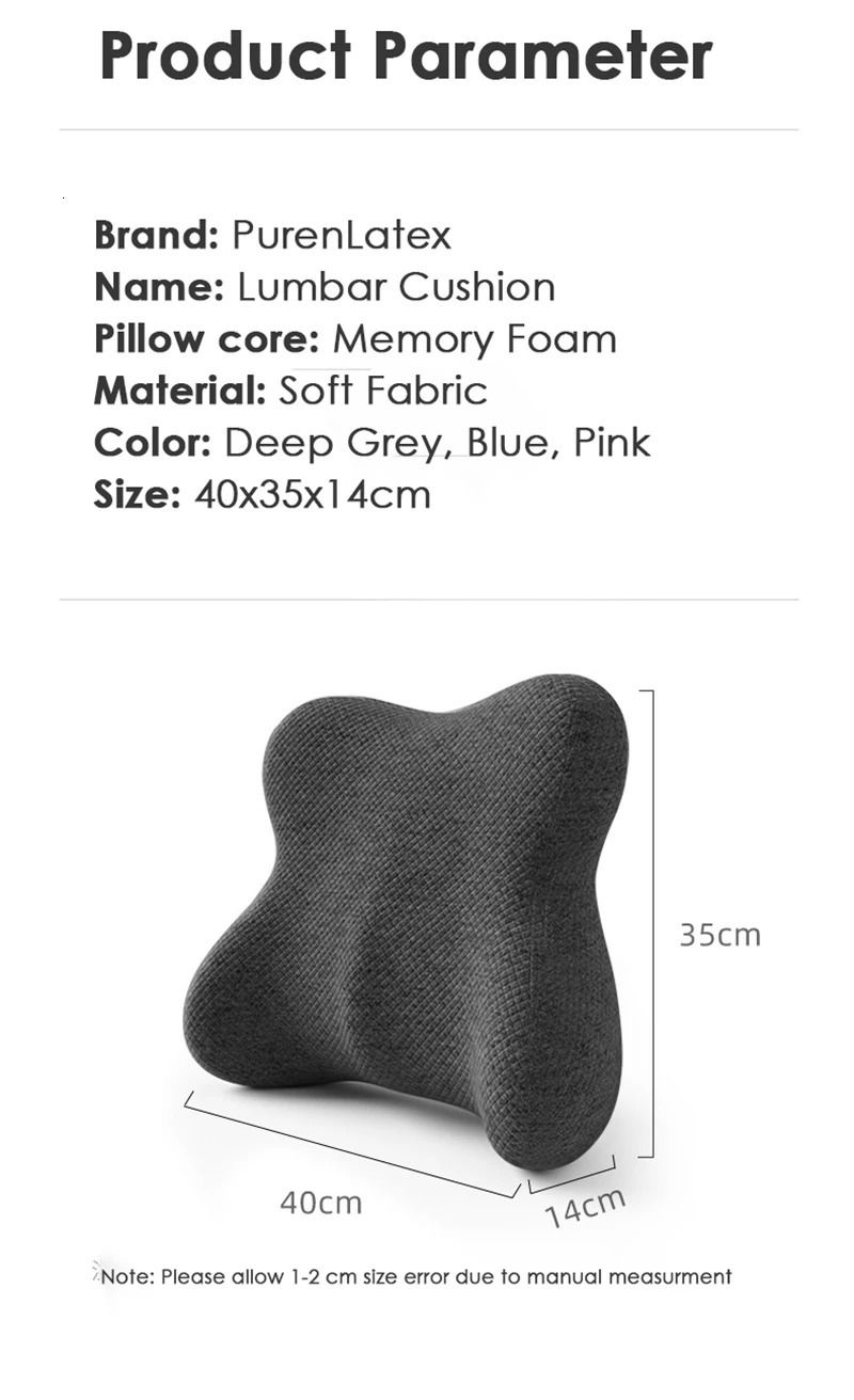 PurenLatex Chair Lumbar Pillow Support Seat Cushion Memory