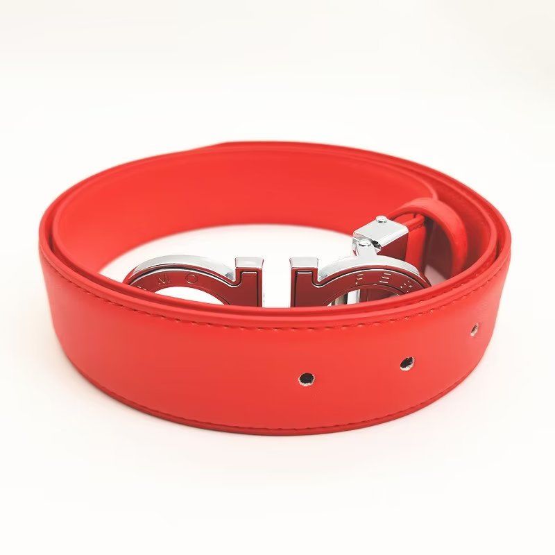 ceinture rouge + boucle argentée