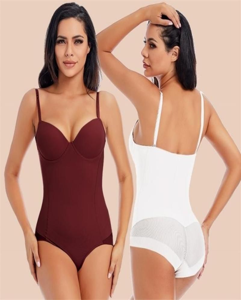 Underwire White Bodysuit Women Shapers Stretch Solid Color Silky