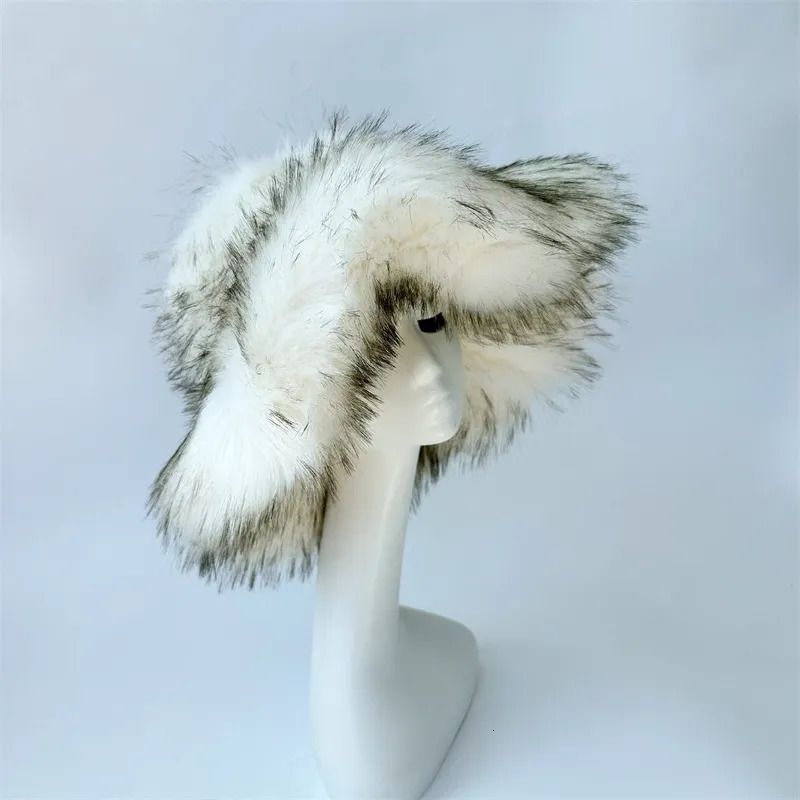 white black fur hat